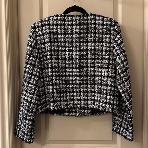 H&M Black and White Tweed Women's Jacket size Large - Picture 4 of 5